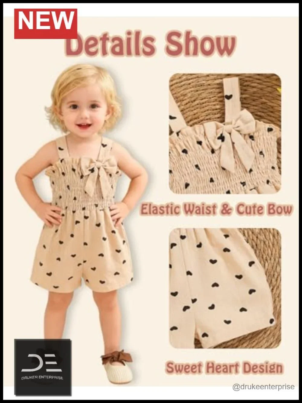 Baby Girl Ruffle Sleeveless Romper Cotton Blend Summer Outfit 6M-24M